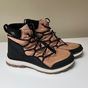 Ryka Brae Womens Winter Boots Tan Black Quilted Water Repellent RE-ZORB Size 10M